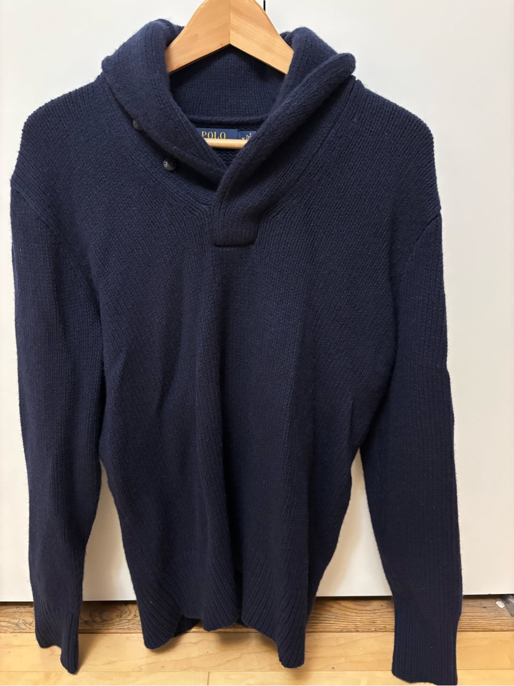 Polo by Ralph Lauren Navy Wool Shawl-Collar Sweater